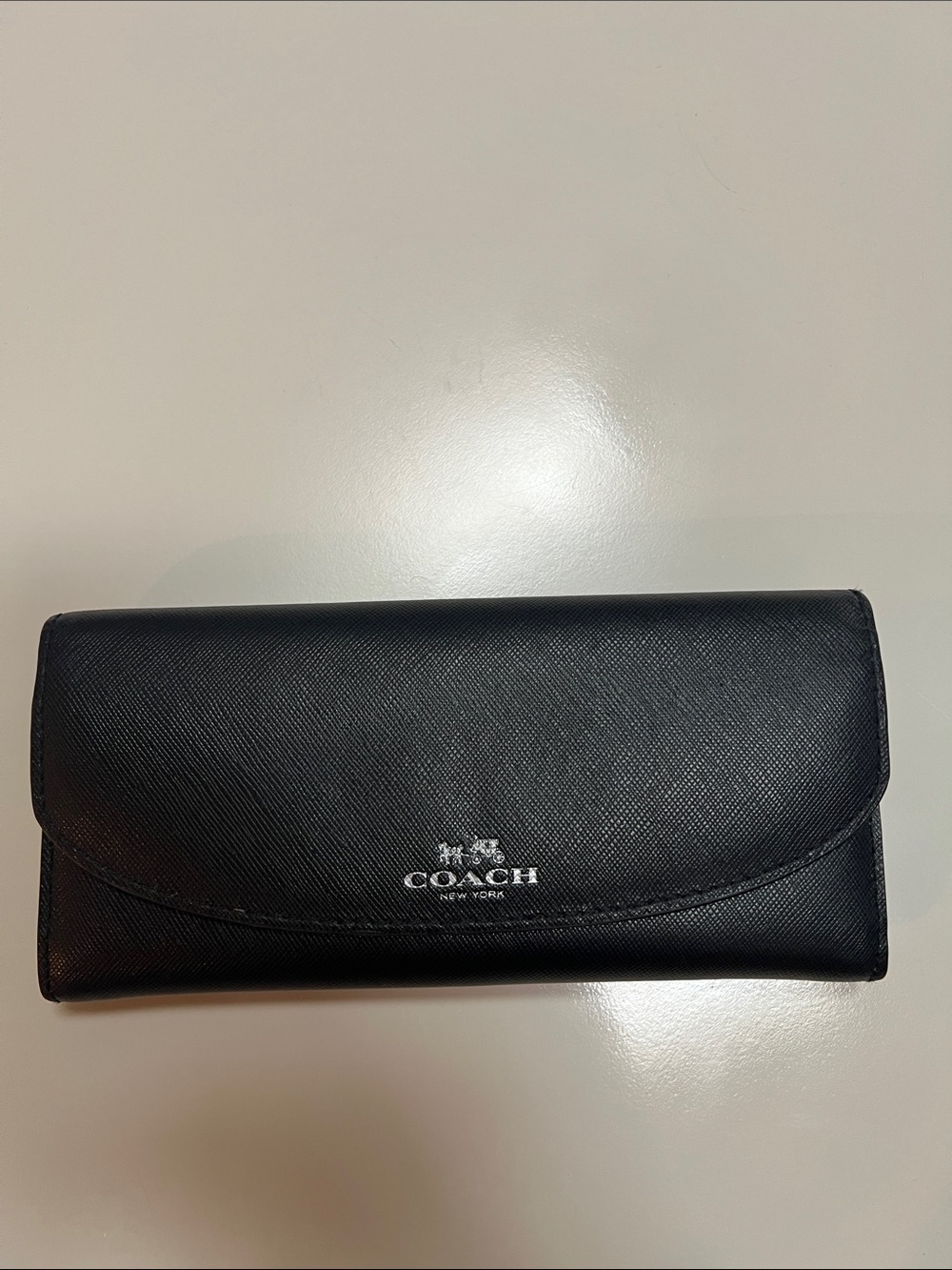Coach Black Saffiano Leather Continental Wallet
